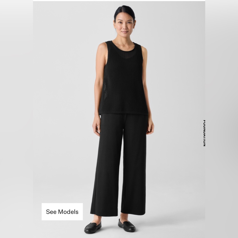 Eileen Fisher Cotton Blend Ponte Wide-Leg Pant NWT